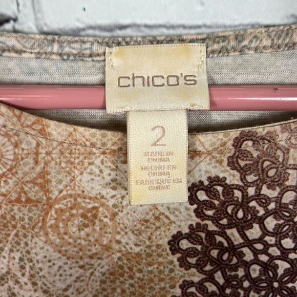 Chico’s size 2 or Large semi-sheer patterned blouse. - Picture 3 of 7